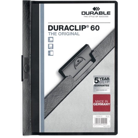 Durable Office Products Cover, Rprt, Duraclip, 60Sh, Bk 25PK DBL221401